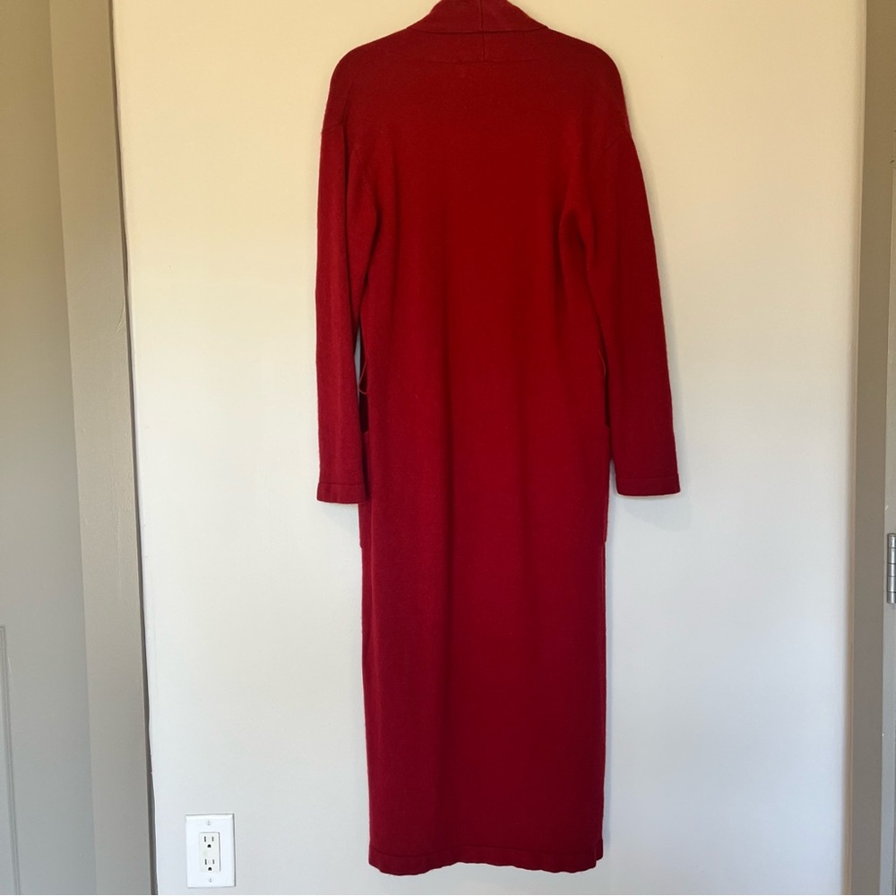 Restoration Hardware 100% Cashmere Long Robe Red Size S Quiet Luxury Romantic - Picture 4 of 5